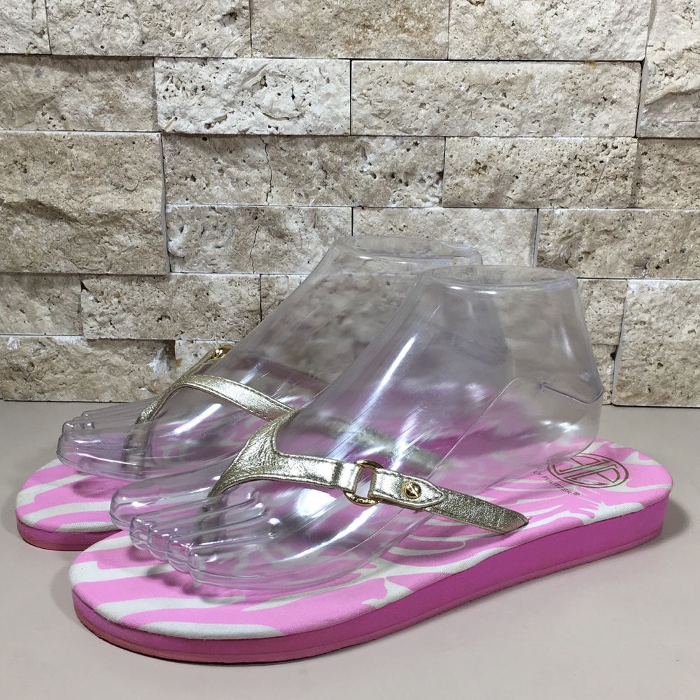 Lilly Pulitzer Sandals Flip Flops Size 8 Leather